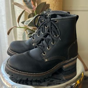 Skechers Laramie 2 Lace Up Engineer Combat Boots Oiled Leather Size women’s 6.5